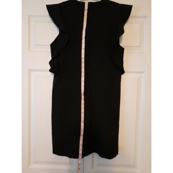 Zara Woman Sz Small Black Dress with Ruffled Flutter Sleeves - Picture 3 of 6